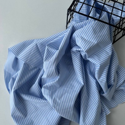 Костюмная ткань полоска голубая