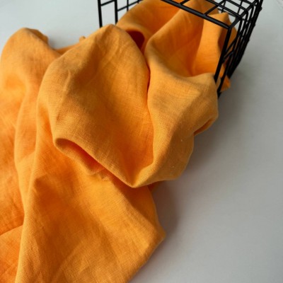 Лен с эффектом мятости оранжевый