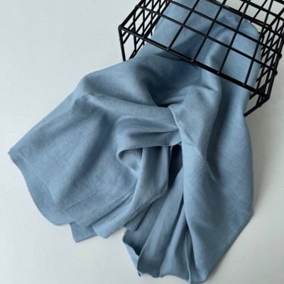 Лен с эффектом мятости пыльно-голубой