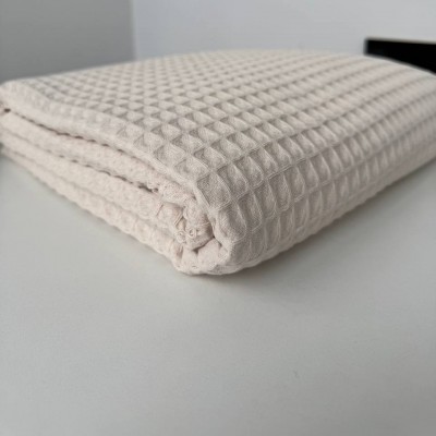 Турецкое хлопковое вафельное полотно крем-брюле 240см