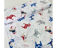 Поплин коники синие на белом 240