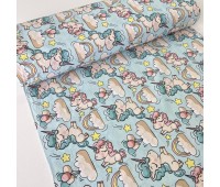 Поплин единорожки на мятном 240