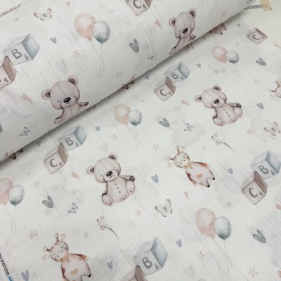 Турецкий хлопок муслин кубики и мишки